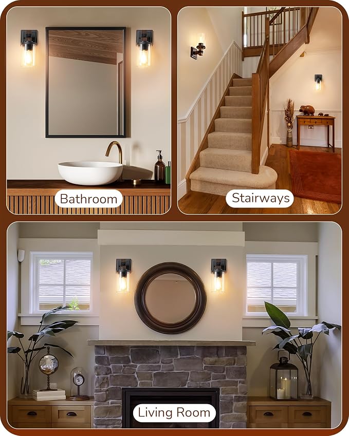 EDISHINE Wall Sconces Set of 2, Farmhouse Vanity Light Fixtures - Image 5