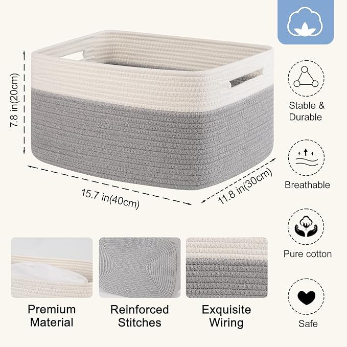 4 Pack Storage Baskets for Organizing, Woven Baskets for Shelves - Image 2