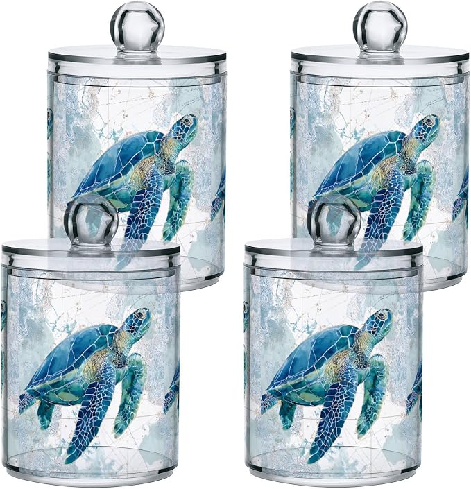 2 Pack Sea Turtle Pattern Apothecary Jars - Image 2
