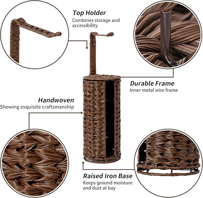GRANNY SAYS Wicker Freestanding Toilet Paper Holder Stand - Image 7