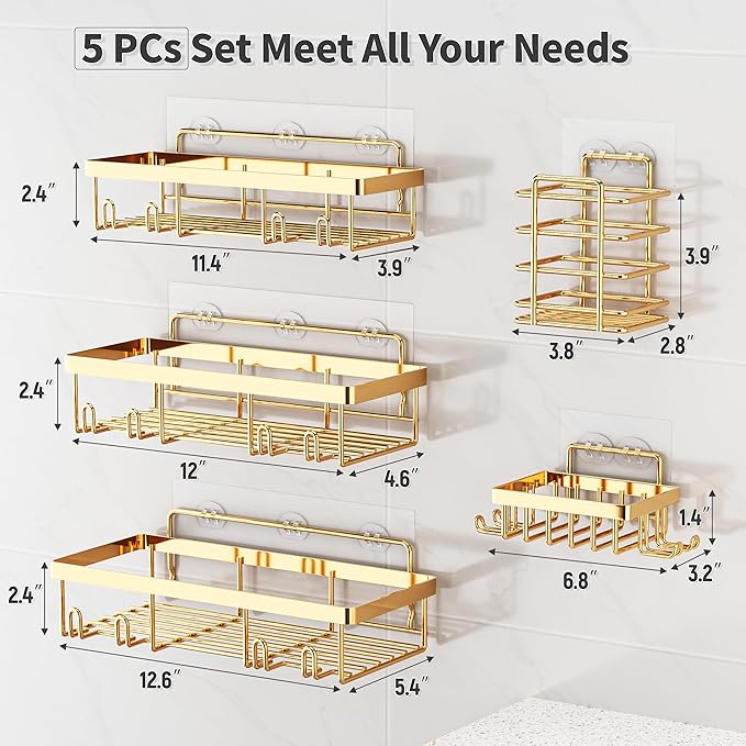 5 Pack Shower Caddy Organizer Rack Shelf - Image 2