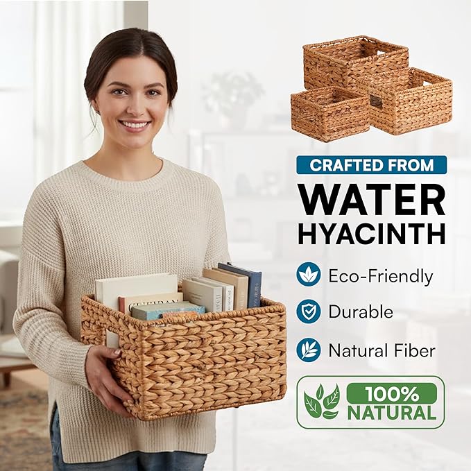 Honey-Can-Do Banana Leaf Storage Baskets –Water Hyacinth Woven Basket, - Image 5