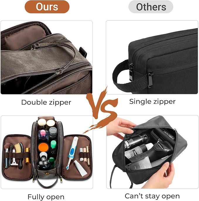 Elviros Toiletry Bag for Men, Large Travel Shaving Dopp Kit Water-resistant - Image 4