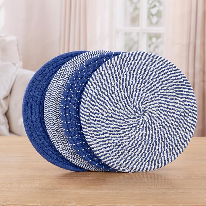 SHACOS 10 Inches Trivets for Hot Dishes, 4 Pieces Cotton Trivets Mats for - Image 6