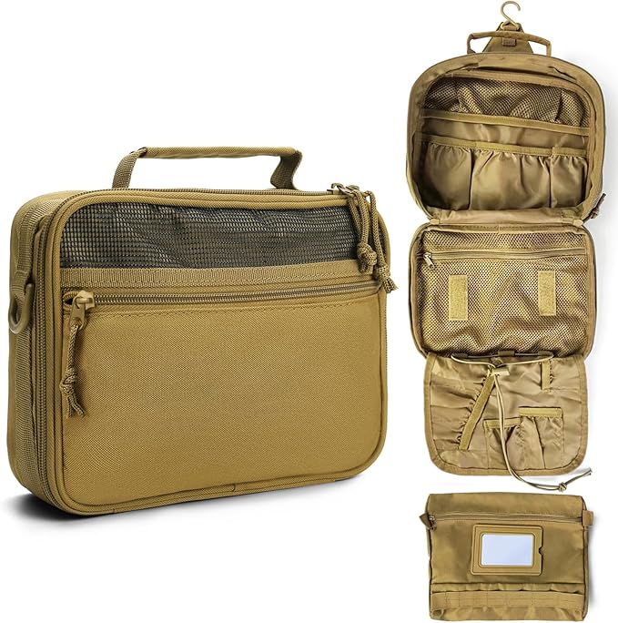 SMONT Tactical Toiletry Bag for Men, 9.5" Hanging Dopp Kit Shaving Hygiene Bag by SMONT