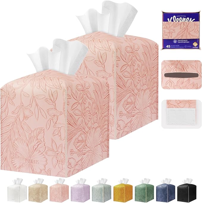 Tissue Box Holder Cover Square Tissue Cube Cover PU Leather Tissue Organizer by DecorateYourHome