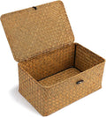Nonam Small Basket with Lid, Natural Seagrass Bin with Lid, Shelf Baskets by Unknown
