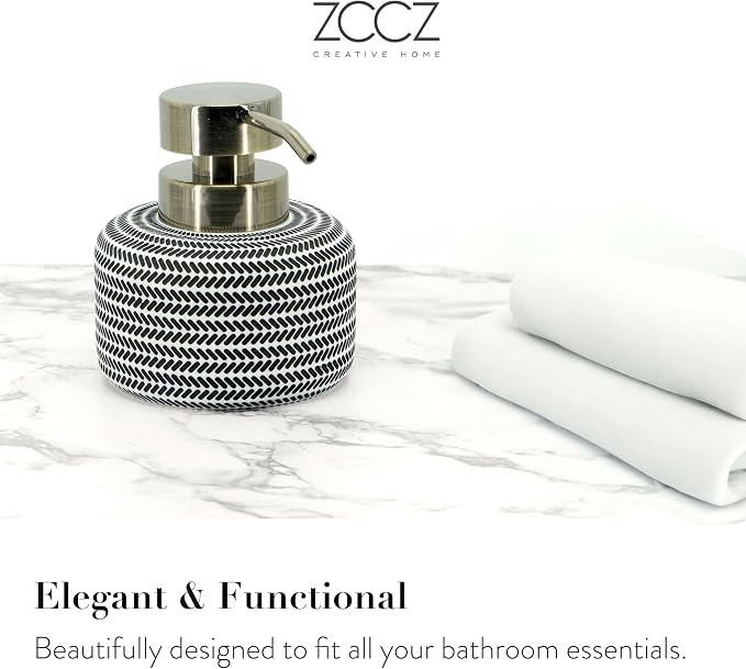 ZCCZ Black and White Bathroom Accessories Set, 4 Pieces - Image 2