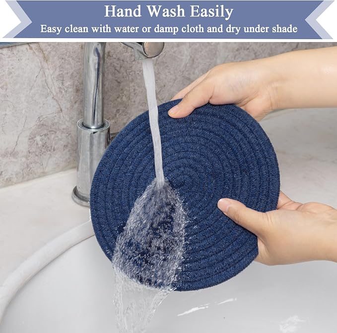 SHACOS 8 Inches Trivets for Hot Dishes, 4 Pieces Cotton Trivets Mats for Kitchen - Image 5