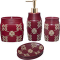 Zahari Home 4pc Elegant Rose Burgundy Bathroom Set Classic Bathroom Lotion by ZahariHome