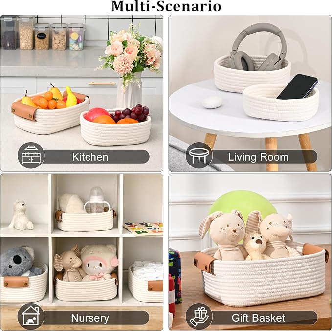 Storage Baskets for Organizing, Small Woven Basket Set of 6-4 Shelf Basket - Image 7