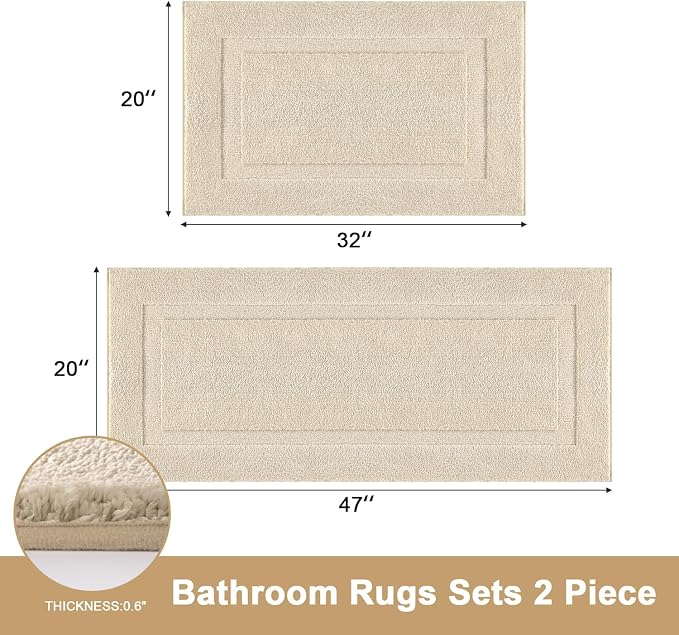 SHACOS Ultra Soft Bathroom Runner Rugs Sets 2 Pieces 47x20 + 32x20 inch - Image 2