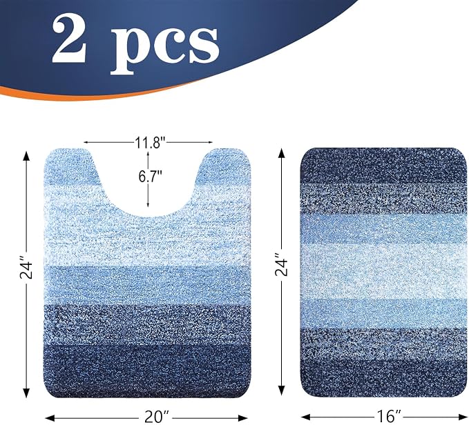 OLANLY Bathroom Rug Set 2 Piece, Soft Absorbent Microfiber Bath Mats and - Image 2