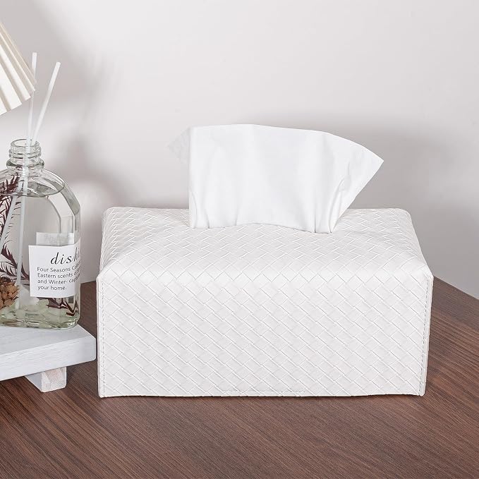 Tissue Box Cover PU Leather Tissue Holder Square Facial Tissue Case Facial - Image 2