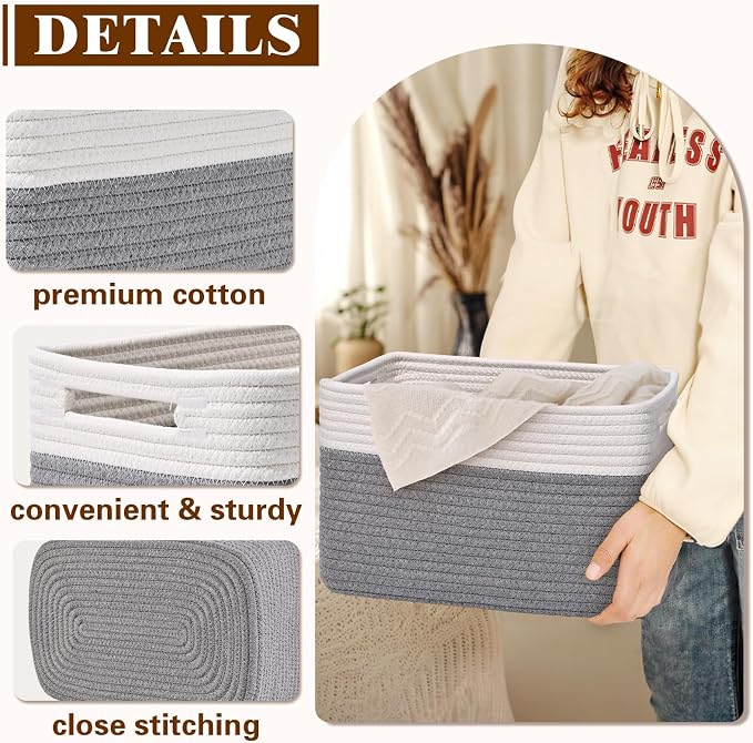 Storage Baskets for Organizing, 4 Pack Baskets for Shelves, Decorative Storage - Image 5