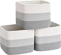3 Pack Cube Storage Bin, 9”x9”x7” Cotton Rope Woven Baskets by Degeyoyo