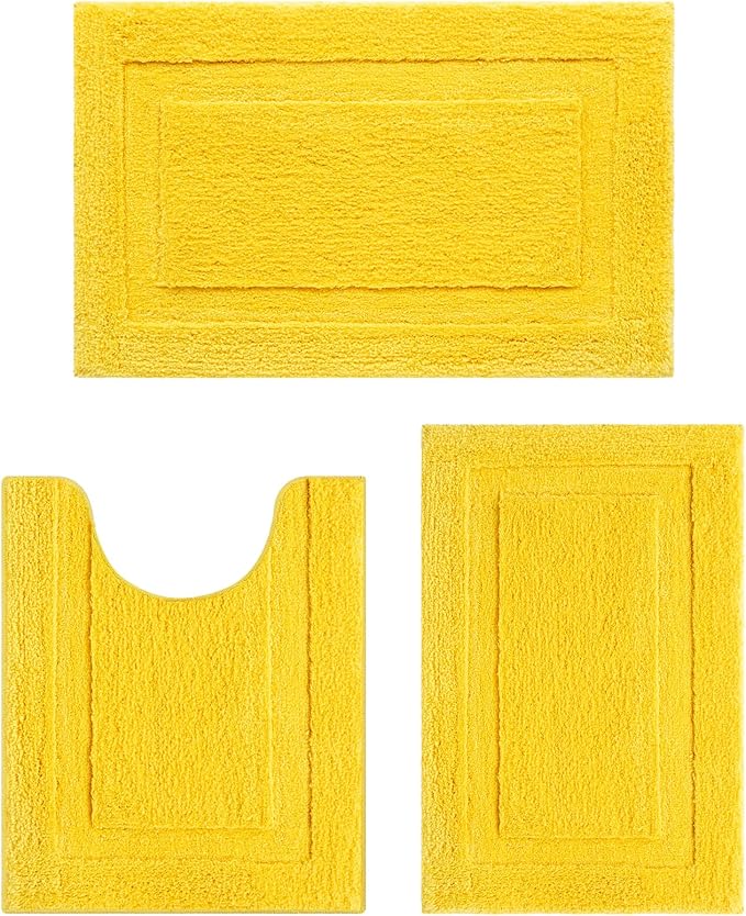 SHACOS Yellow Fall Bathroom Rugs Sets 3 Piece, Soft Fluffy Water Absorbent Bath by SHACOS