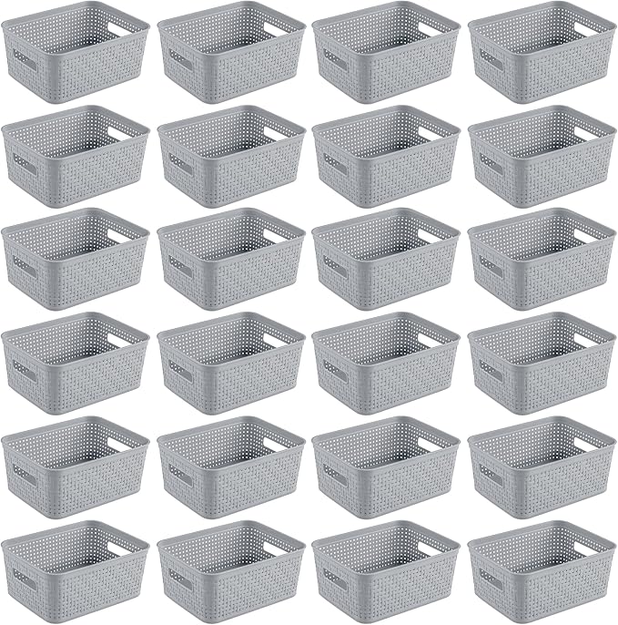Sterilite 24 Pack Plastic Storage Bin Organization Containers, Small Baskets by Sterilite