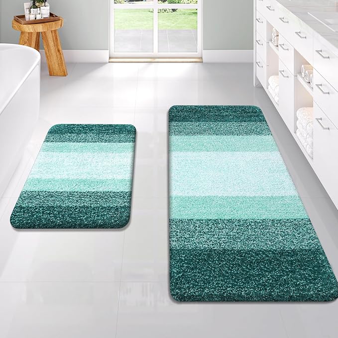 OLANLY Bathroom Rug Set 2 Piece, Soft Absorbent Microfiber Bath Rug Set by OLANLY
