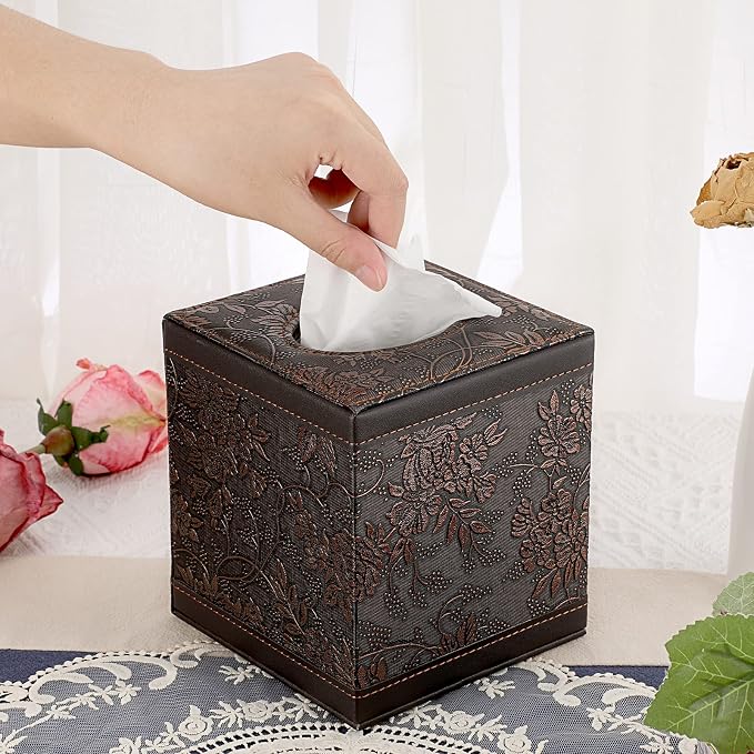 Sumnacon Square Leather Tissue Box Cover - Image 2