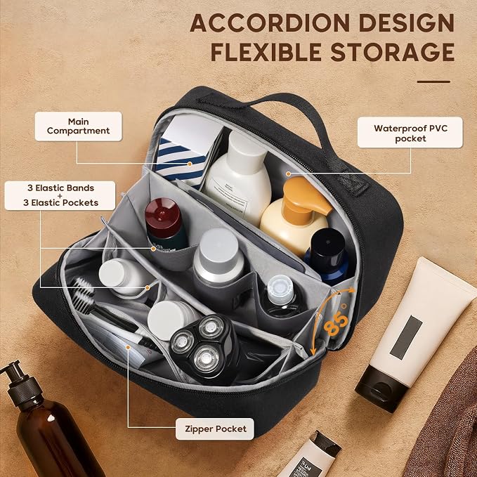 Toiletry Bag for Men, Mens Travel Toiletry Organizer, Men's Travel Essentials - Image 2