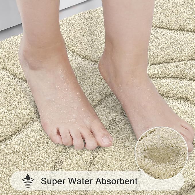 HEBE Bathroom Rugs Sets 5 Piece, Soft Absorbent Microfiber Bath Mat - Image 5