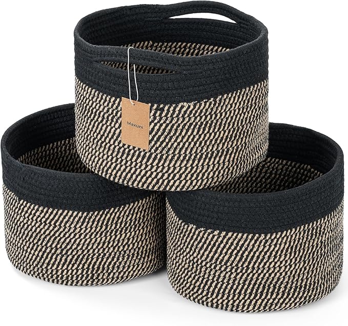 Small Rope Baskets for Storage, Baskets for Gifts Empty, Cute Round Woven Basket by MaxuniTechLife