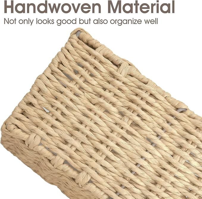 Paper Rope Storage Baskets for Shelves Organizing, Small Hand Woven Wicker - Image 4