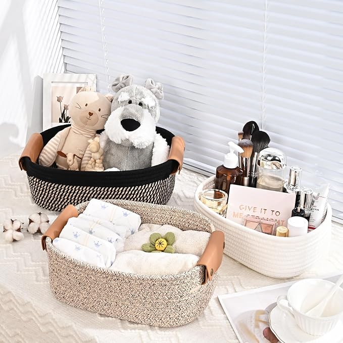 Storage Baskets for Organizing, Small Woven Basket Set of 4 - Image 8