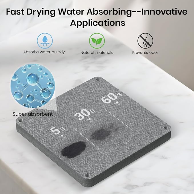 Toothbrush Holders with Quick Drying Mat—Black DiatomiteToothbrush and - Image 3