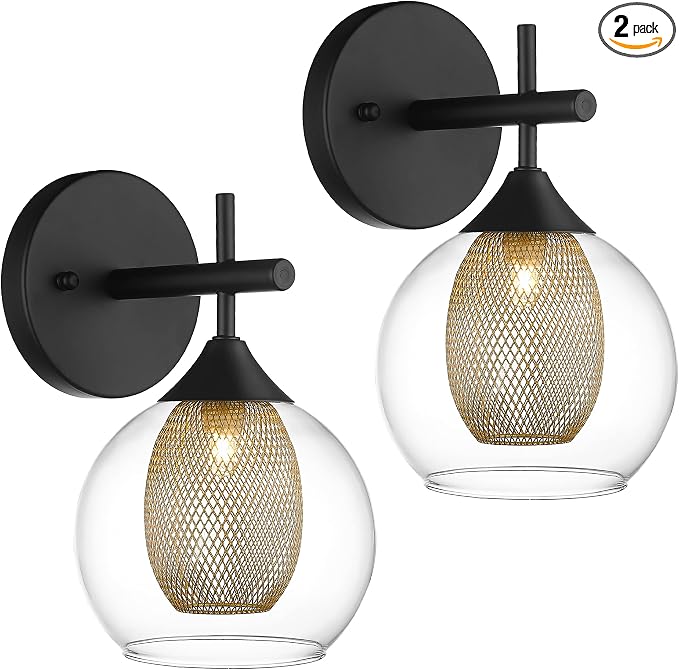 Black Wall Sconce Set of 2, Bathroom Vanity Light Fixture by Audickic