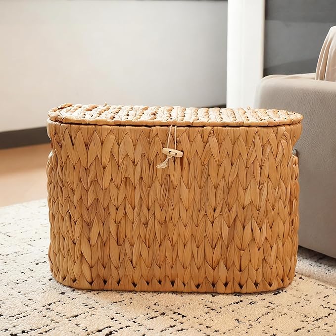 PINXIURY Water Hyacinth Toilet Paper Storage Basket, Bathroom Toilet Organizer - Image 5