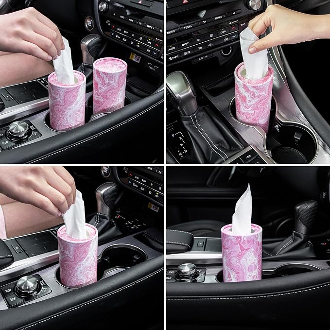 SINGARO Car Tissue Holder, 4 Pack Car Cup Holder Facial Tissues - Image 4