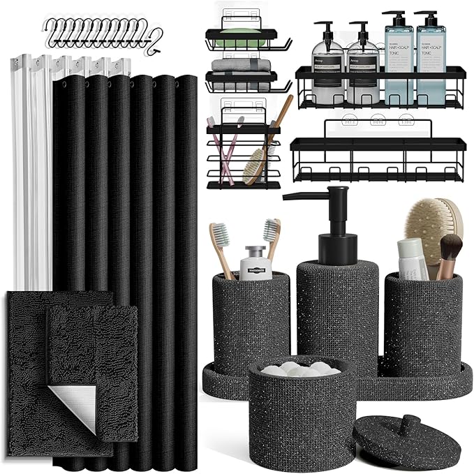 Clara Clark Coal Black Bathroom Set by ClaraClark