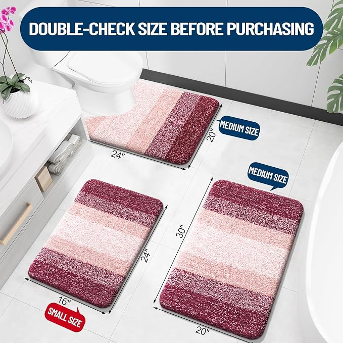 OLANLY Bathroom Rugs Sets 3 Piece, Soft Absorbent Microfiber Bath Mats and - Image 3