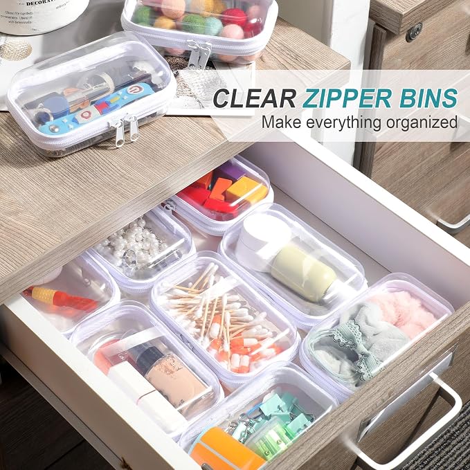 Sanwuta 10 Pcs Hard Zipper Case Clear Hard Pouches Plastic Zipper Pencil Box - Image 6