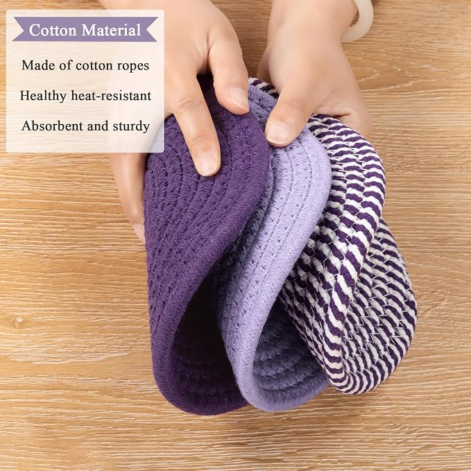 SHACOS 8 Inches Trivets for Hot Dishes, 4 Pieces Cotton Trivets Mats for Kitchen - Image 4