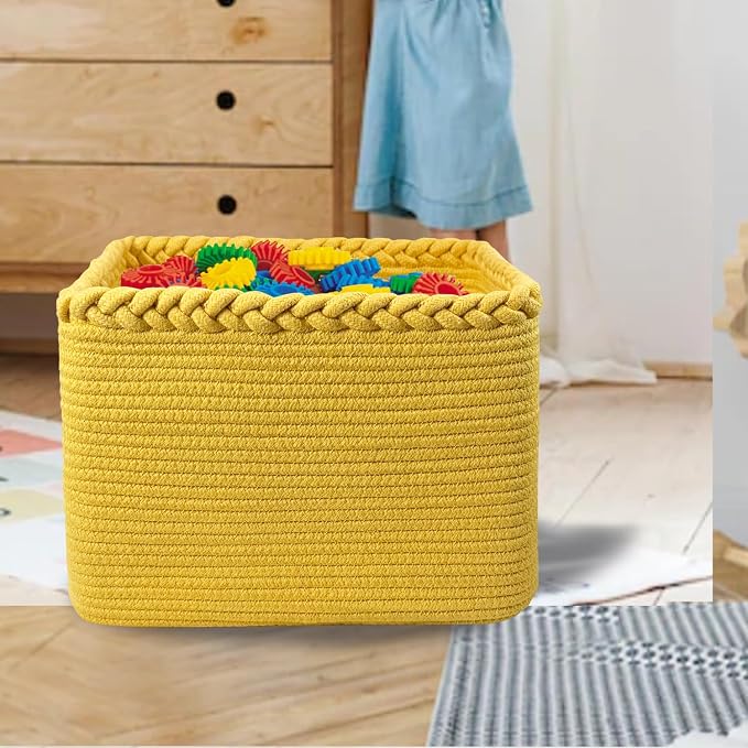 COMFY-HOMI Square Woven Cotton Rope Basket - Image 6