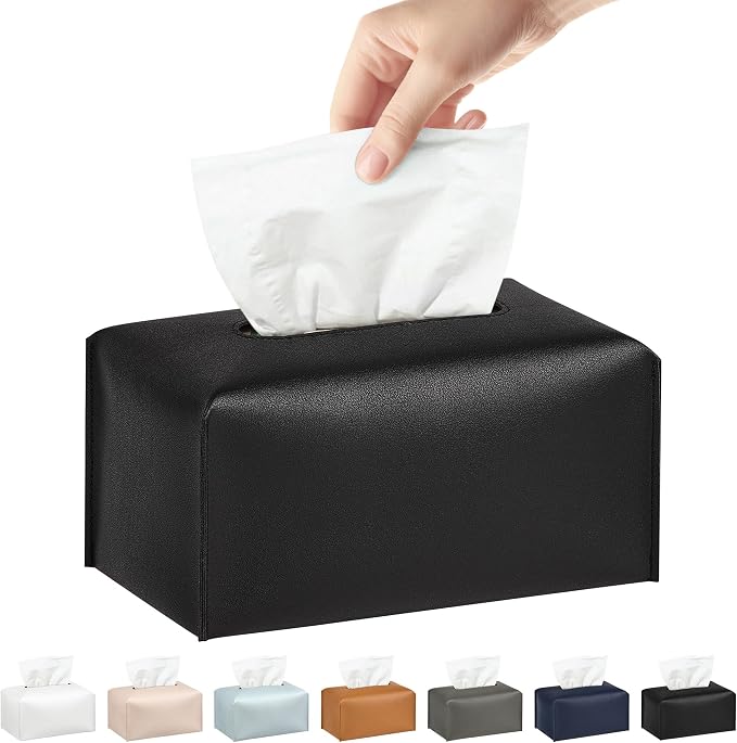 Long Tissue Box Cover, PU Leather Tissue Holder Rectangle, Facial Paper by DecorateYourHome