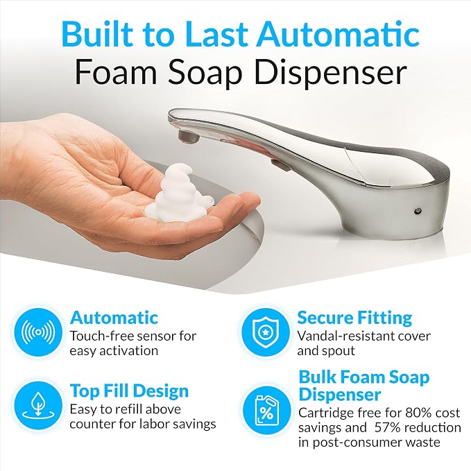 Bobrick B-8281 Automatic Foam Soap Dispenser, Top-FillTouch-Free Soap Spout - Image 2