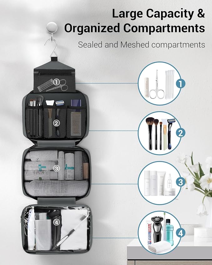 Maliton Toiletry Bag for Men & Women Travel Toiletry Bag Hanging Toiletry Bag - Image 2