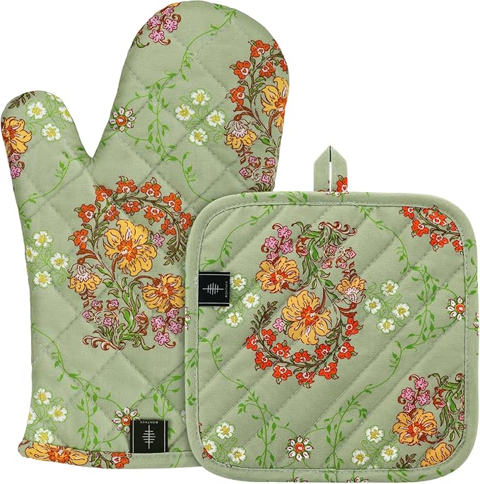 Oven Gloves Heat Resistant Potholder Set Oven Gloves by BONTHEE