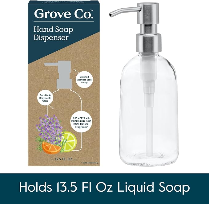 Grove Co. Gel Hand Soap Dispenser 2 x Refillable Glass Bottles - Image 2