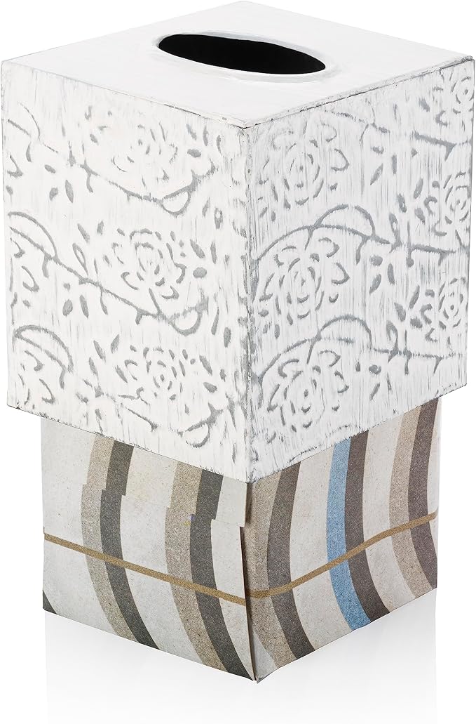 Country Chic Modern Farmhouse Tissue Box Holder, Decorative Metal Tissue Cover - Image 3