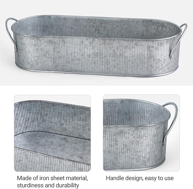 Mkono Metal Storage Basket for Toilet Tank Top Bathroom Decor, Galvanized Tray - Image 5