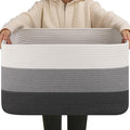 OIAHOMY Large Blanket Basket For Living Room, Rectangle Woven Baskets for by MasterofSpaceOptimization