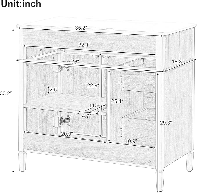 Harper & Bright Designs 36" Bathroom Vanity - Image 4