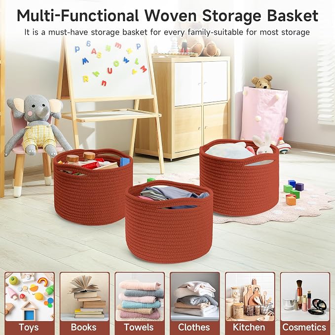 Small Rope Baskets for Storage, Baskets for Gifts Empty, Cute Round Woven Basket - Image 7