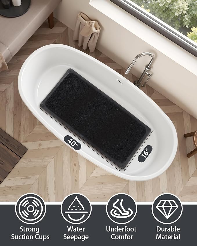 Mecko Non Slip Shower Mats, 16x40 Inch, Anti-Slip Bathtub Mats - Image 2