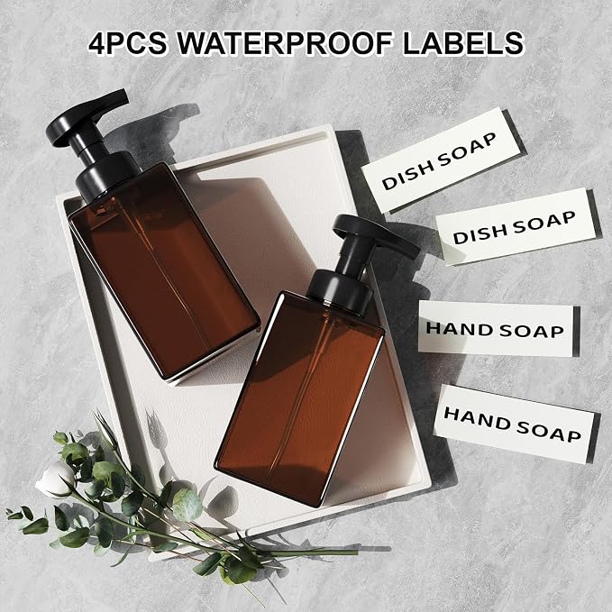 Amber Foaming Soap Dispenser, Refillable Foam Hand Soap Dispenser - Image 5